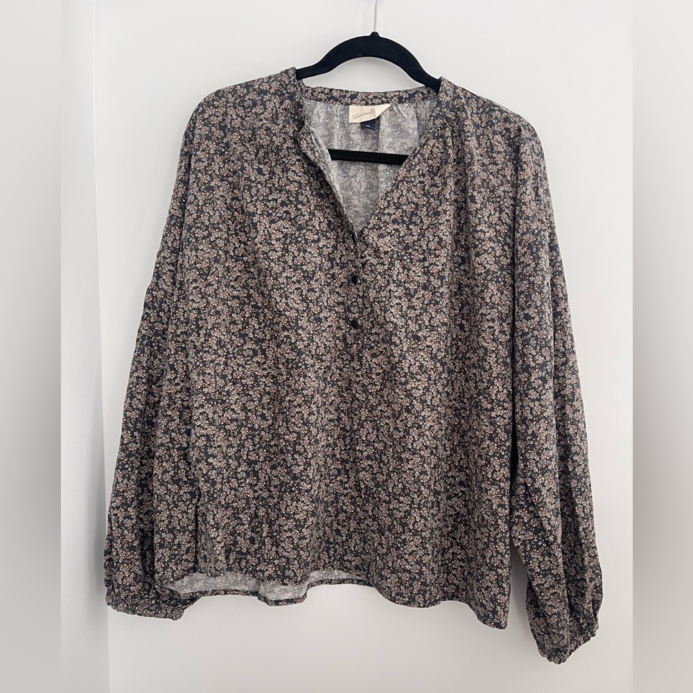 Universal Thread Floral Blouse XXL Oversized Boho Balloon Sleeve Lightweight Top - Picture 2 of 8